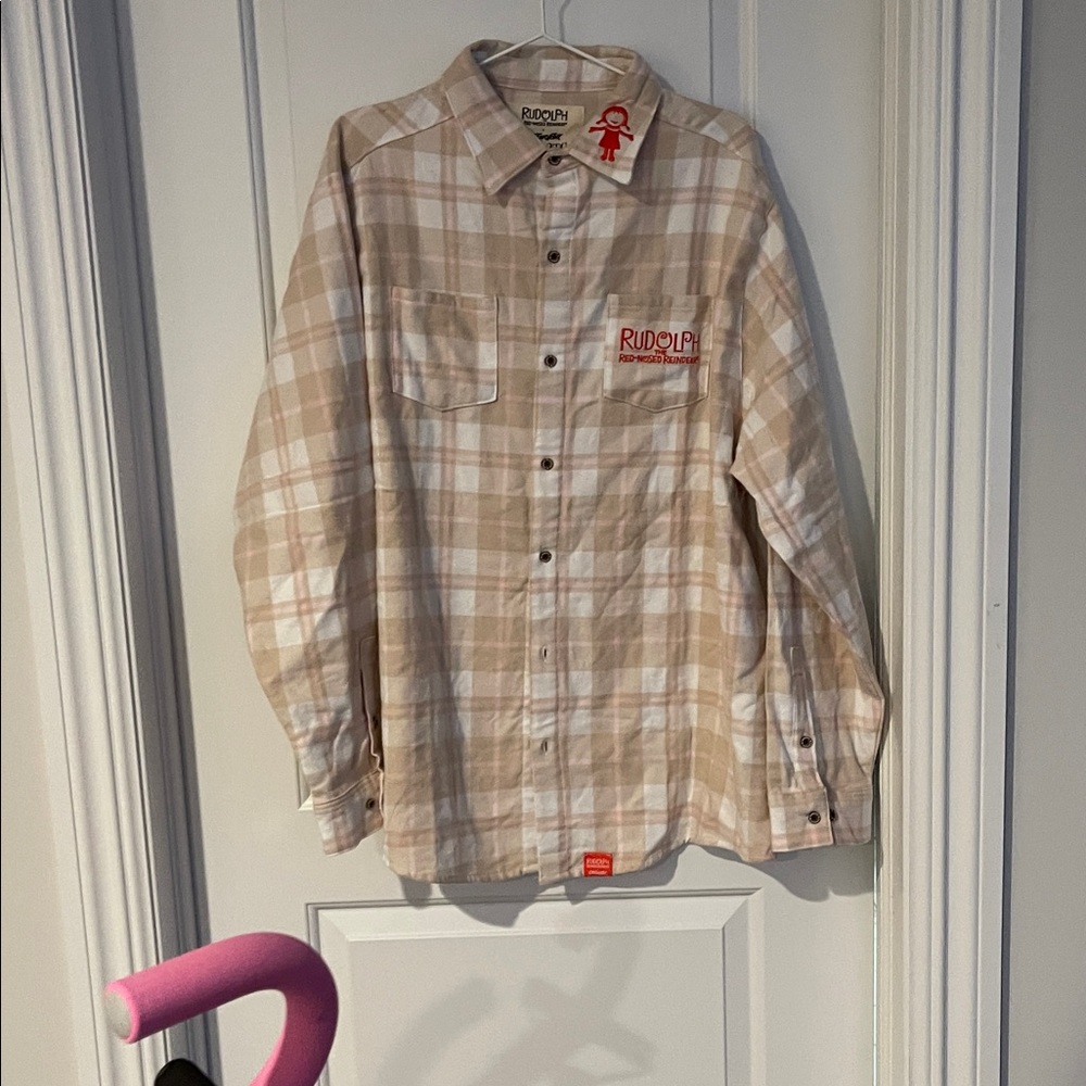 Plaid Button Down Shirt with Deer Design - Picture 2 of 5